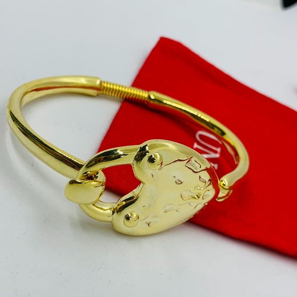 UNO de 50 Bracelet - Heart Lock Hinged Bracelet Gold-Plated Bead Unisex - Picture 2 of 6